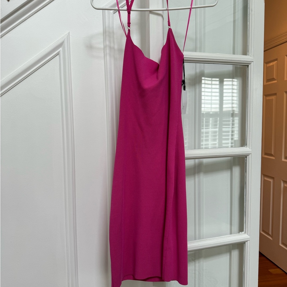 ASTR fitted fuchsia pink mini dress